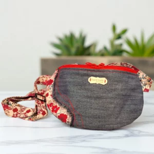 banane upcyclée jean et tissu fleuri