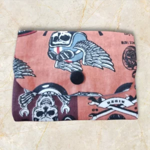 Porte-cartes rouge motifs motos