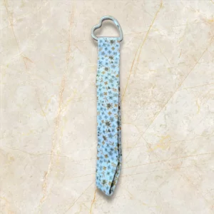 porte clés tissu fleuri bleu
