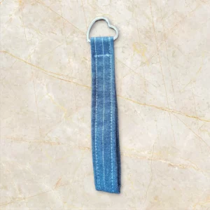 porte clés tissu jean bleu