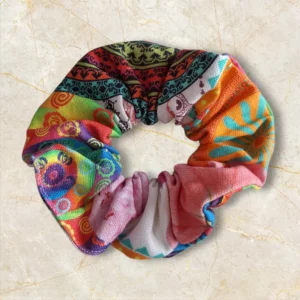 chouchou artisanal en tissu cousu main en Bretagne It's Cré'Azi multicolore