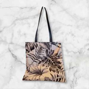 tote bag imperméable réversible feuillage noir tropical / losanges