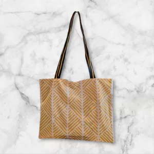 tote bag imperméable réversible fleuri jaune / losanges noirs et blancs