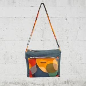 Sac à main Valérie - Velours cotelé bleu canard