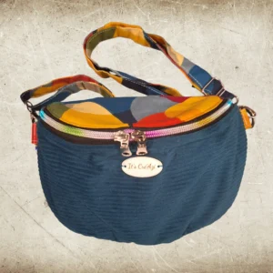 La BANANE. Velours côtelé bleu canard